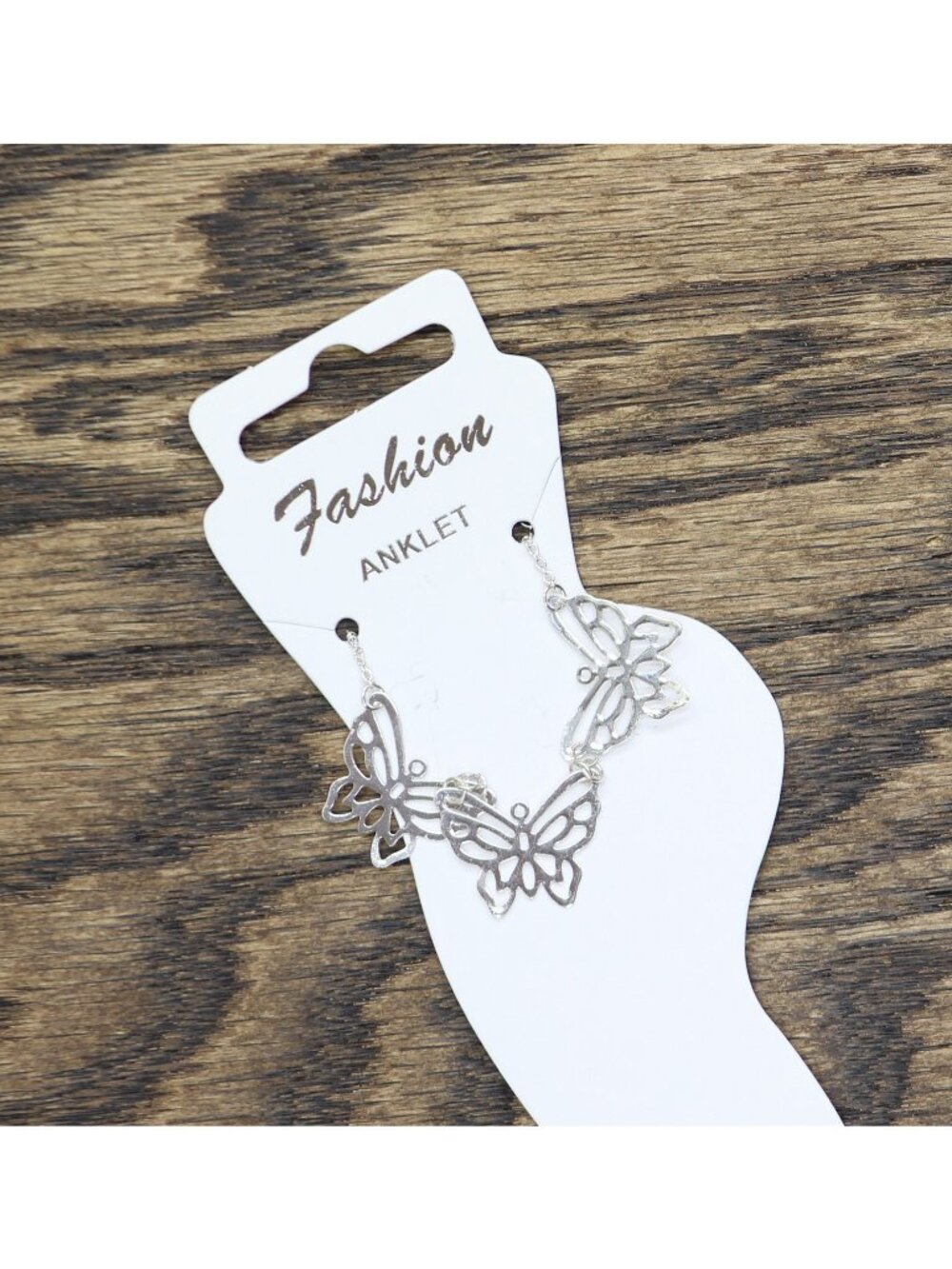 NWT Fashion Delicate Triple Butterfly Pendant Anklet Silver Gray 8" + 1.5"